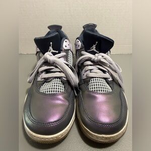 Kids Nike Jordan Iridescent Purple-Gray Athletic Sneakers - 3Y